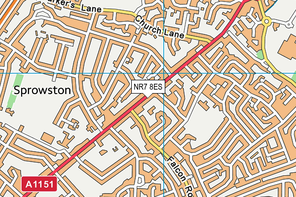 NR7 8ES map - OS VectorMap District (Ordnance Survey)