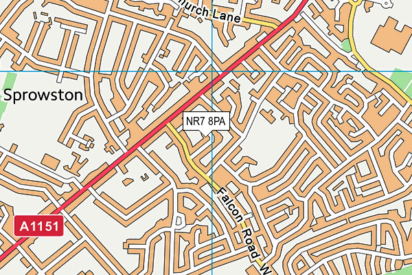 NR7 8PA map - OS VectorMap District (Ordnance Survey)