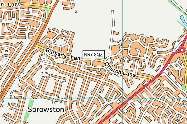 Sprowston Cricket Club map (NR7 8QZ) - OS VectorMap District (Ordnance Survey)