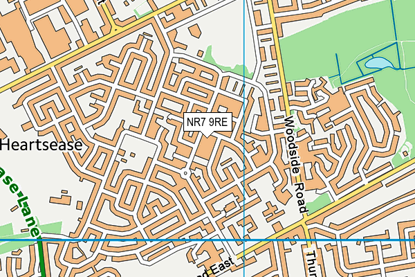NR7 9RE map - OS VectorMap District (Ordnance Survey)