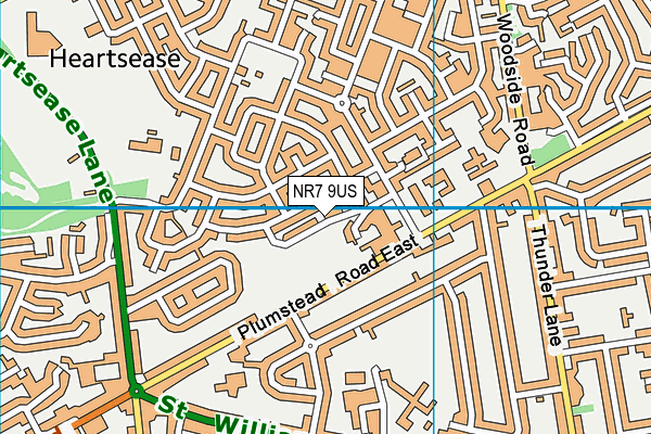 NR7 9US map - OS VectorMap District (Ordnance Survey)