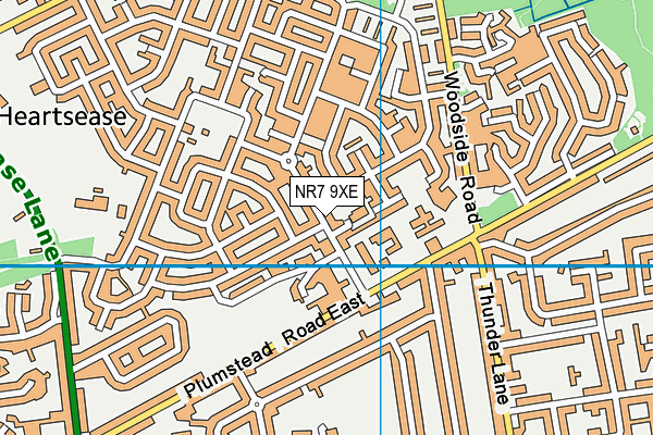 NR7 9XE map - OS VectorMap District (Ordnance Survey)