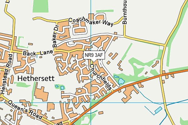 NR9 3AF map - OS VectorMap District (Ordnance Survey)