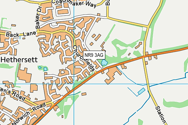 NR9 3AG map - OS VectorMap District (Ordnance Survey)