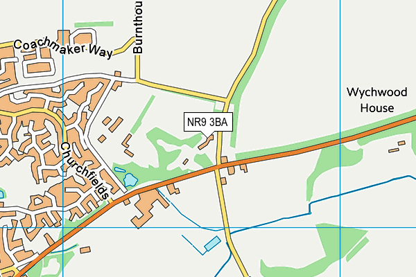 NR9 3BA map - OS VectorMap District (Ordnance Survey)