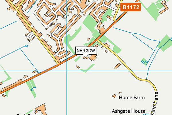 Hethersett Old Hall School (Closed) map (NR9 3DW) - OS VectorMap District (Ordnance Survey)