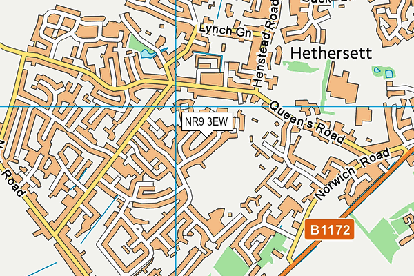 Hethersett Memorial Playing Field map (NR9 3EW) - OS VectorMap District (Ordnance Survey)