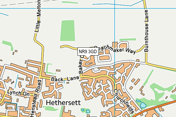 NR9 3GD map - OS VectorMap District (Ordnance Survey)