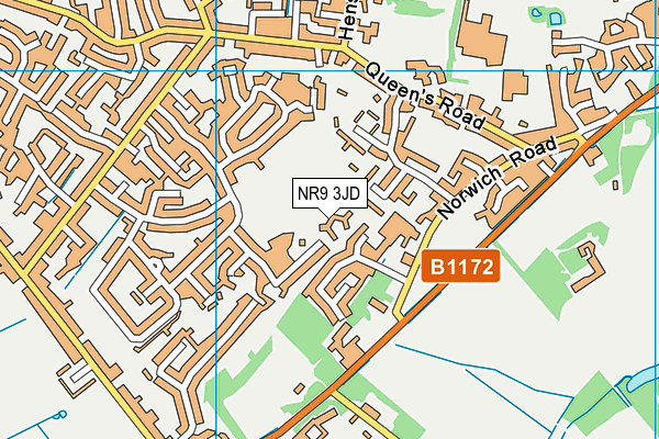 NR9 3JD map - OS VectorMap District (Ordnance Survey)
