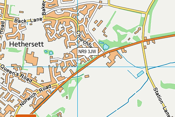 NR9 3JW map - OS VectorMap District (Ordnance Survey)