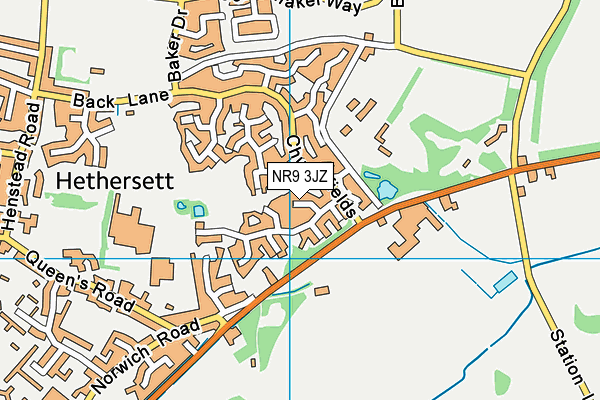 NR9 3JZ map - OS VectorMap District (Ordnance Survey)