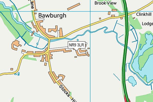 The Bawburgh School map (NR9 3LR) - OS VectorMap District (Ordnance Survey)