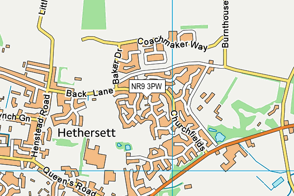 NR9 3PW map - OS VectorMap District (Ordnance Survey)