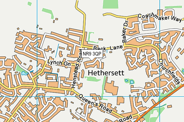 NR9 3QP map - OS VectorMap District (Ordnance Survey)