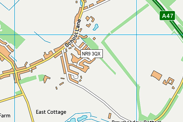 NR9 3QX map - OS VectorMap District (Ordnance Survey)