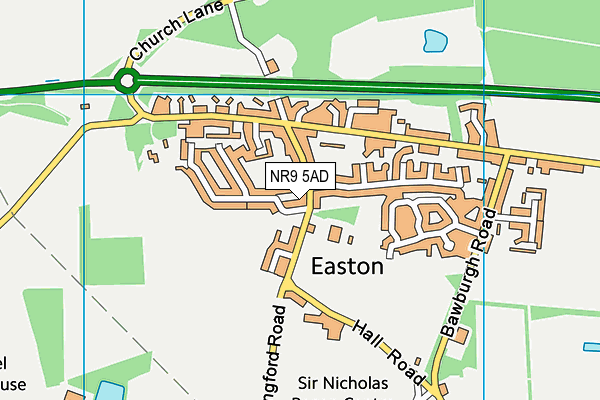 St Peter's CofE Primary Academy, Easton map (NR9 5AD) - OS VectorMap District (Ordnance Survey)