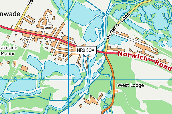 NR9 5QA map - OS VectorMap District (Ordnance Survey)