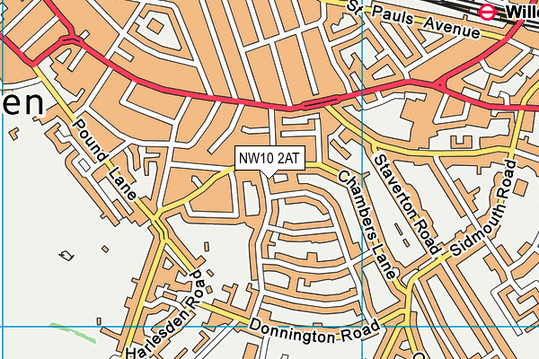 NW10 2AT map - OS VectorMap District (Ordnance Survey)