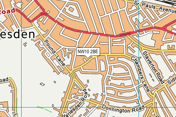 NW10 2BE map - OS VectorMap District (Ordnance Survey)