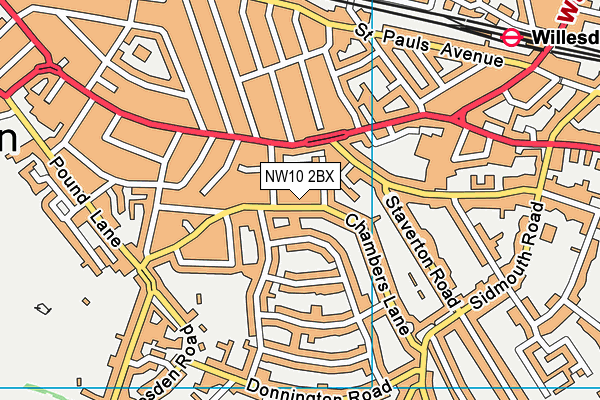 NW10 2BX map - OS VectorMap District (Ordnance Survey)