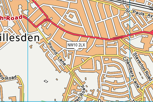 NW10 2LX map - OS VectorMap District (Ordnance Survey)
