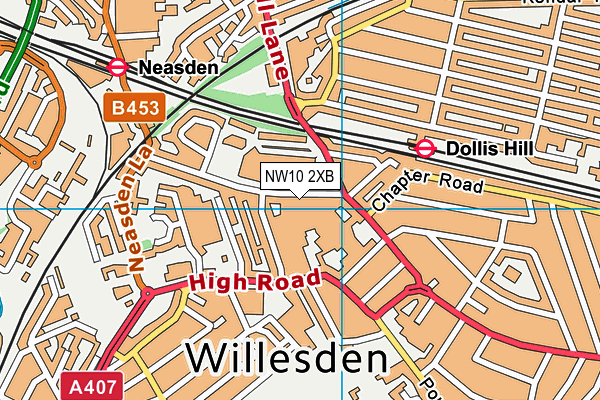 NW10 2XB map - OS VectorMap District (Ordnance Survey)