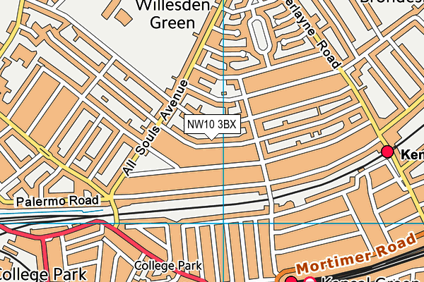 NW10 3BX map - OS VectorMap District (Ordnance Survey)