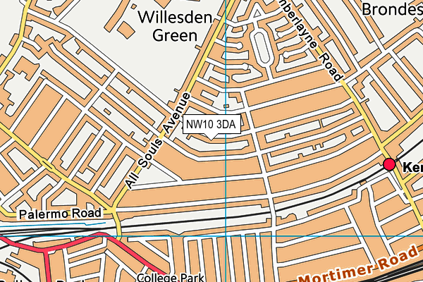 NW10 3DA map - OS VectorMap District (Ordnance Survey)