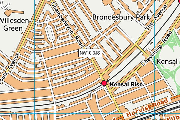 NW10 3JS map - OS VectorMap District (Ordnance Survey)