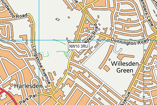 NW10 3RU map - OS VectorMap District (Ordnance Survey)