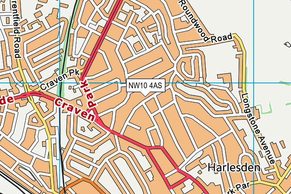 NW10 4AS map - OS VectorMap District (Ordnance Survey)