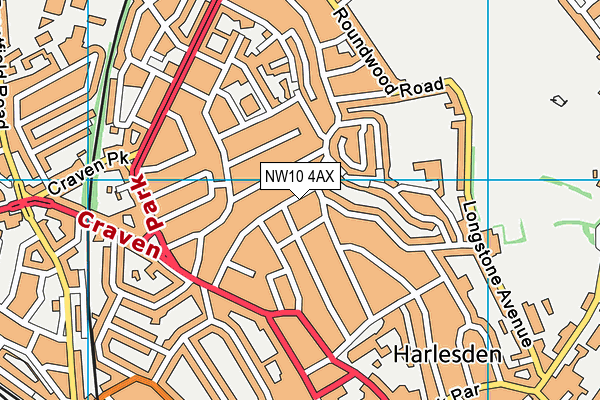 NW10 4AX map - OS VectorMap District (Ordnance Survey)