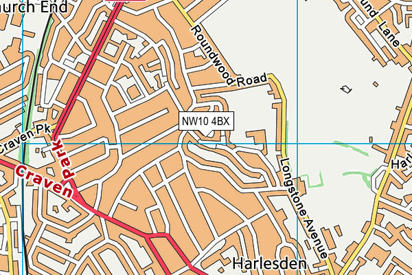 NW10 4BX map - OS VectorMap District (Ordnance Survey)