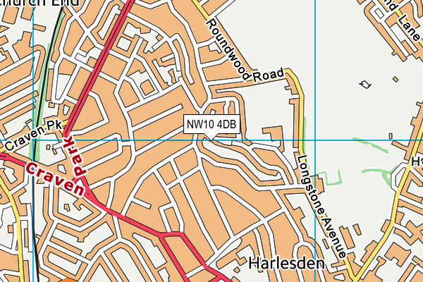 NW10 4DB map - OS VectorMap District (Ordnance Survey)