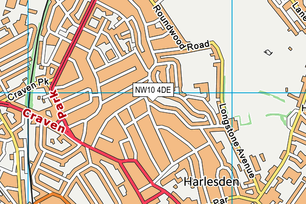 NW10 4DE map - OS VectorMap District (Ordnance Survey)