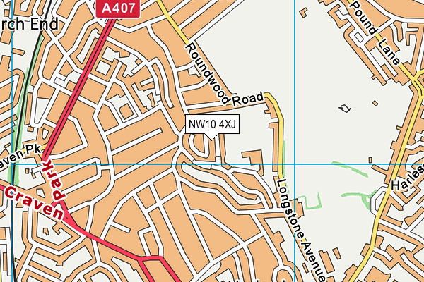 NW10 4XJ map - OS VectorMap District (Ordnance Survey)