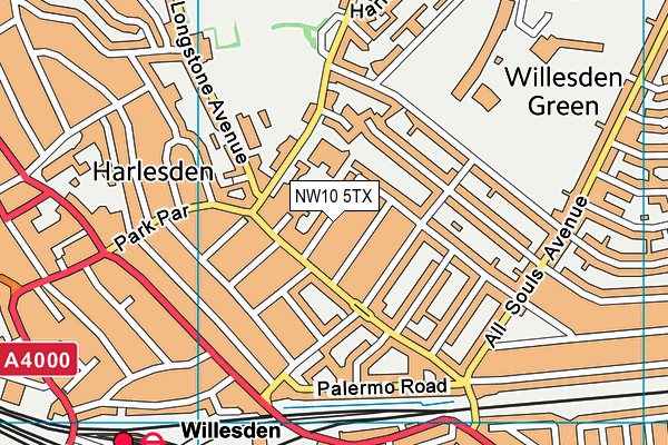 NW10 5TX map - OS VectorMap District (Ordnance Survey)