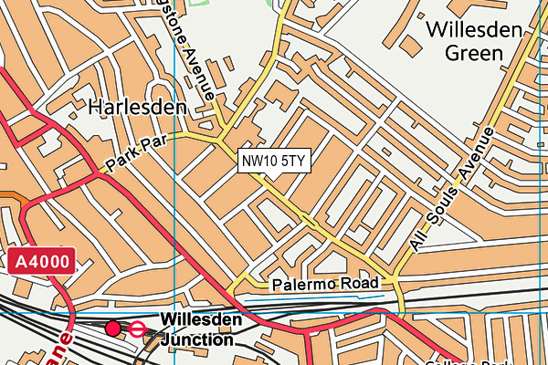NW10 5TY map - OS VectorMap District (Ordnance Survey)
