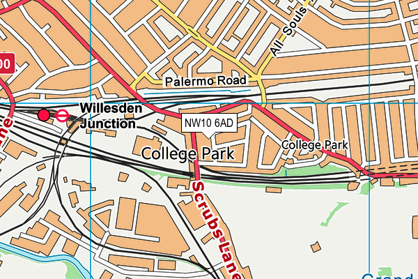 NW10 6AD map - OS VectorMap District (Ordnance Survey)