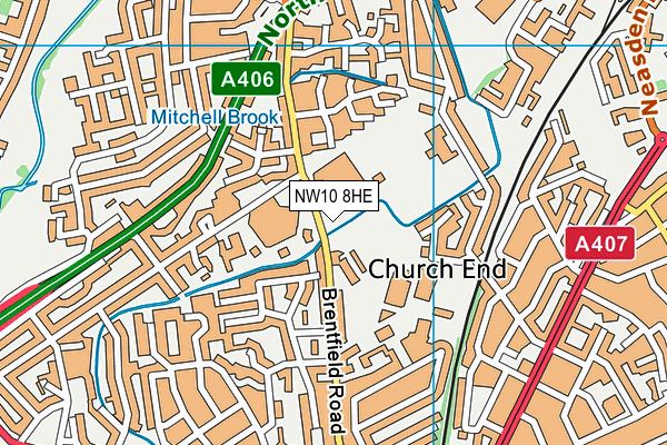 NW10 8HE map - OS VectorMap District (Ordnance Survey)