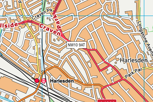 NW10 9AT map - OS VectorMap District (Ordnance Survey)