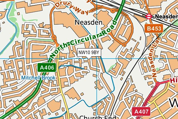 NW10 9BY map - OS VectorMap District (Ordnance Survey)