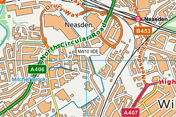 NW10 9DE map - OS VectorMap District (Ordnance Survey)