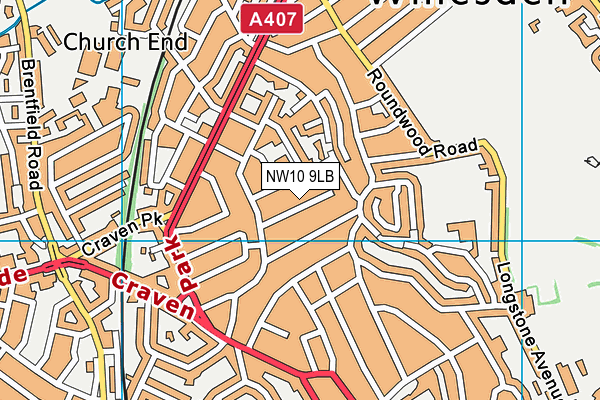 NW10 9LB map - OS VectorMap District (Ordnance Survey)