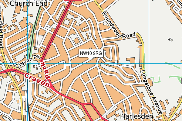 NW10 9RG map - OS VectorMap District (Ordnance Survey)