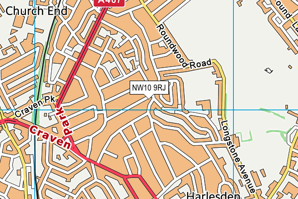 NW10 9RJ map - OS VectorMap District (Ordnance Survey)