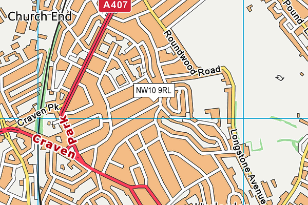 NW10 9RL map - OS VectorMap District (Ordnance Survey)