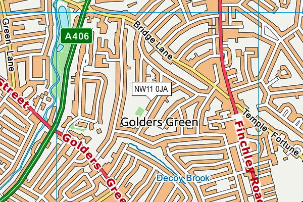 Princes Park (Golders Green) map (NW11 0JA) - OS VectorMap District (Ordnance Survey)