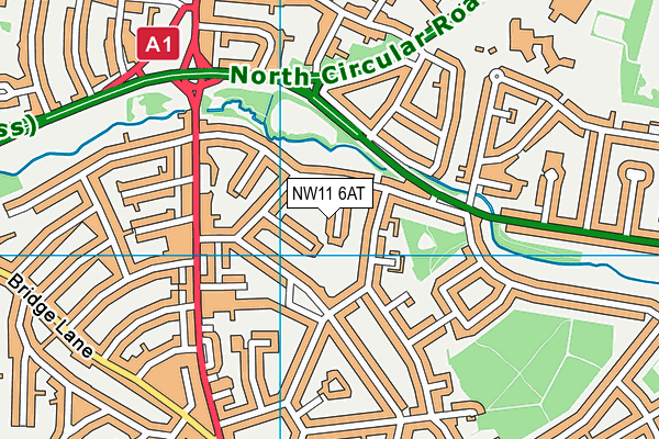 NW11 6AT map - OS VectorMap District (Ordnance Survey)