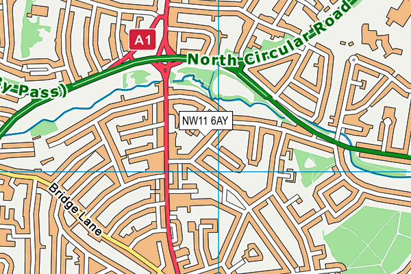 NW11 6AY map - OS VectorMap District (Ordnance Survey)